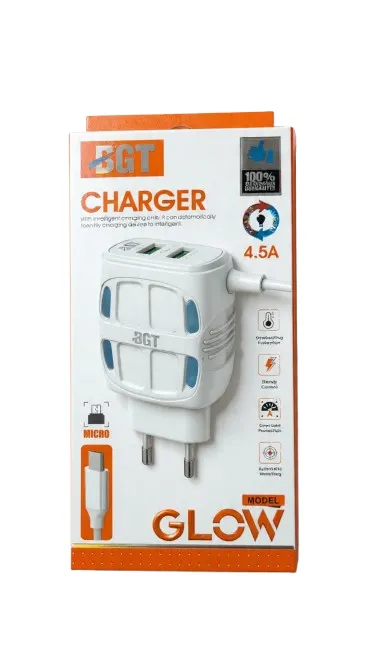 BGT Premium Glow Charger 4.5A Micro USB Charger