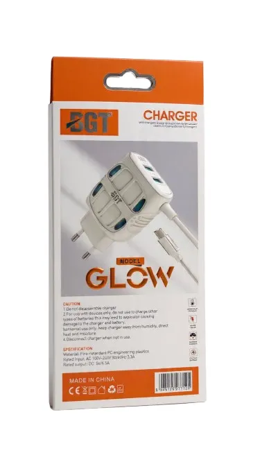 BGT Premium Glow Charger 4.5A Micro USB Charger